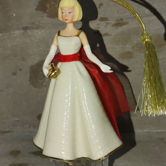Barbie Ornament Lenox 2005 White Gold Red Sash Handcrafted Porcelain Collectible - Picture 5 of 13